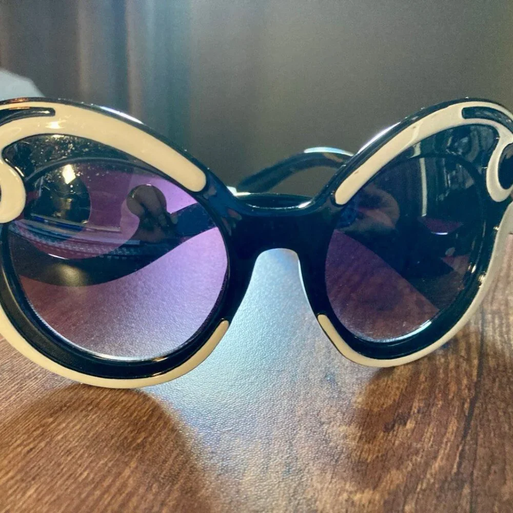 Unbranded Women's Scroll Sunglasses - Black and White - Picture 3 of 6